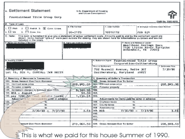 1990 Settlement Sheet